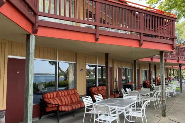 View of the nonsmoking patio on the lower level