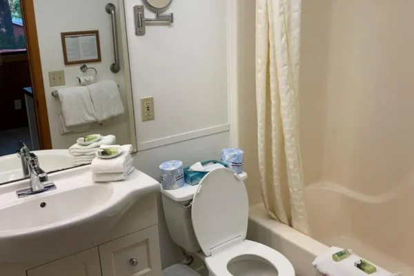 View of the bathroom with tub/shower