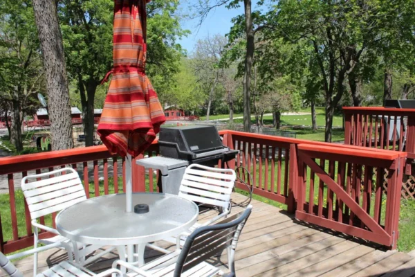 View of the deck that overlooks the outdoor pool