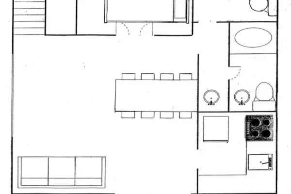 Downstairs floorplan for unit 409