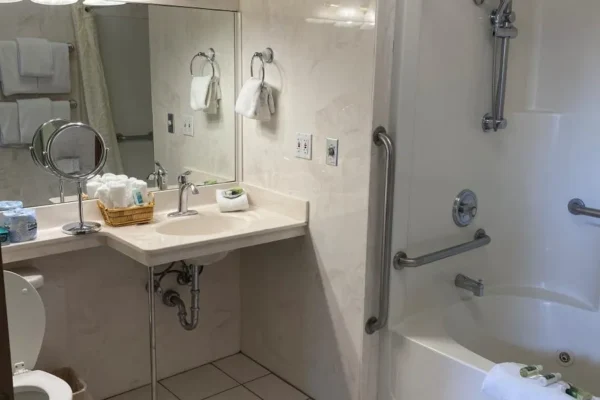 View of the bathroom with whirlpool tub/shower