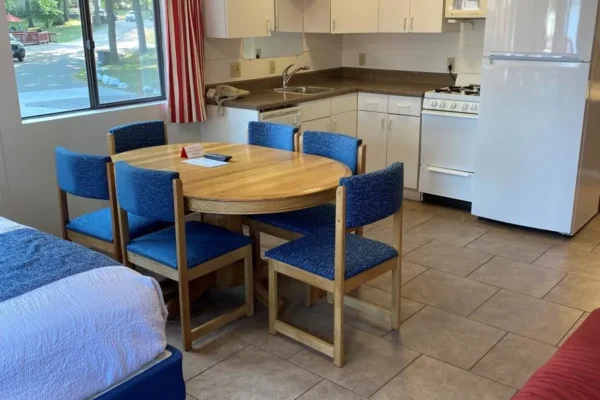 View of the kitchen and dining area