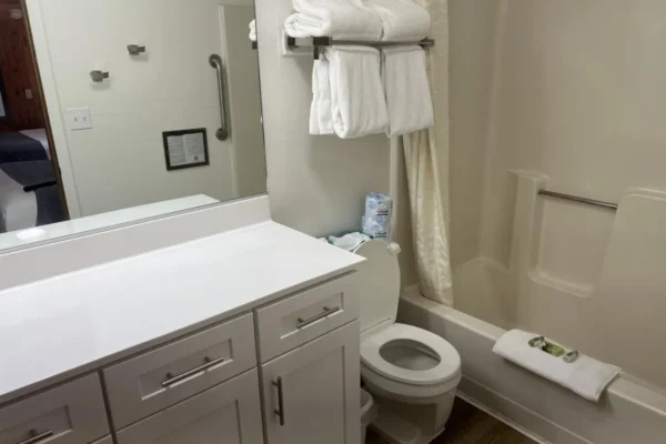 View of the bathroom with tub/shower