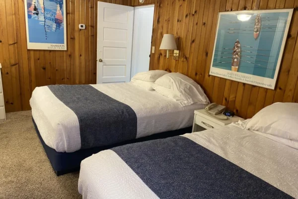 View of the bedroom with two queen beds