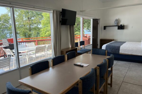 View of the dining table in the main room