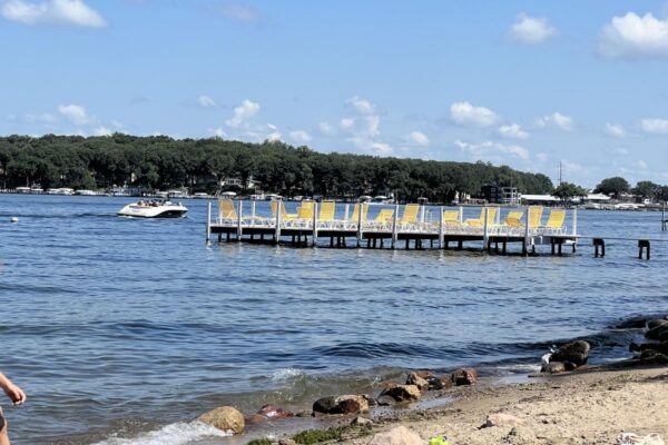 View of the South Beach dock from the nearby beach